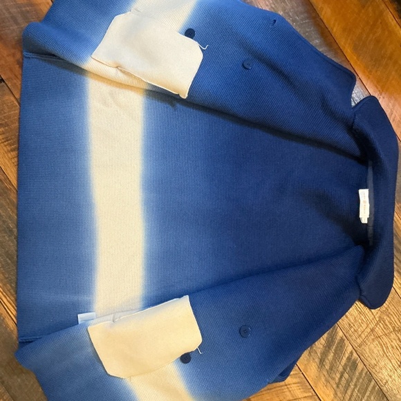 Tory Burch Ombre Gradient Double Breasted Wool Jacket Blue White Size M - Picture 5 of 14